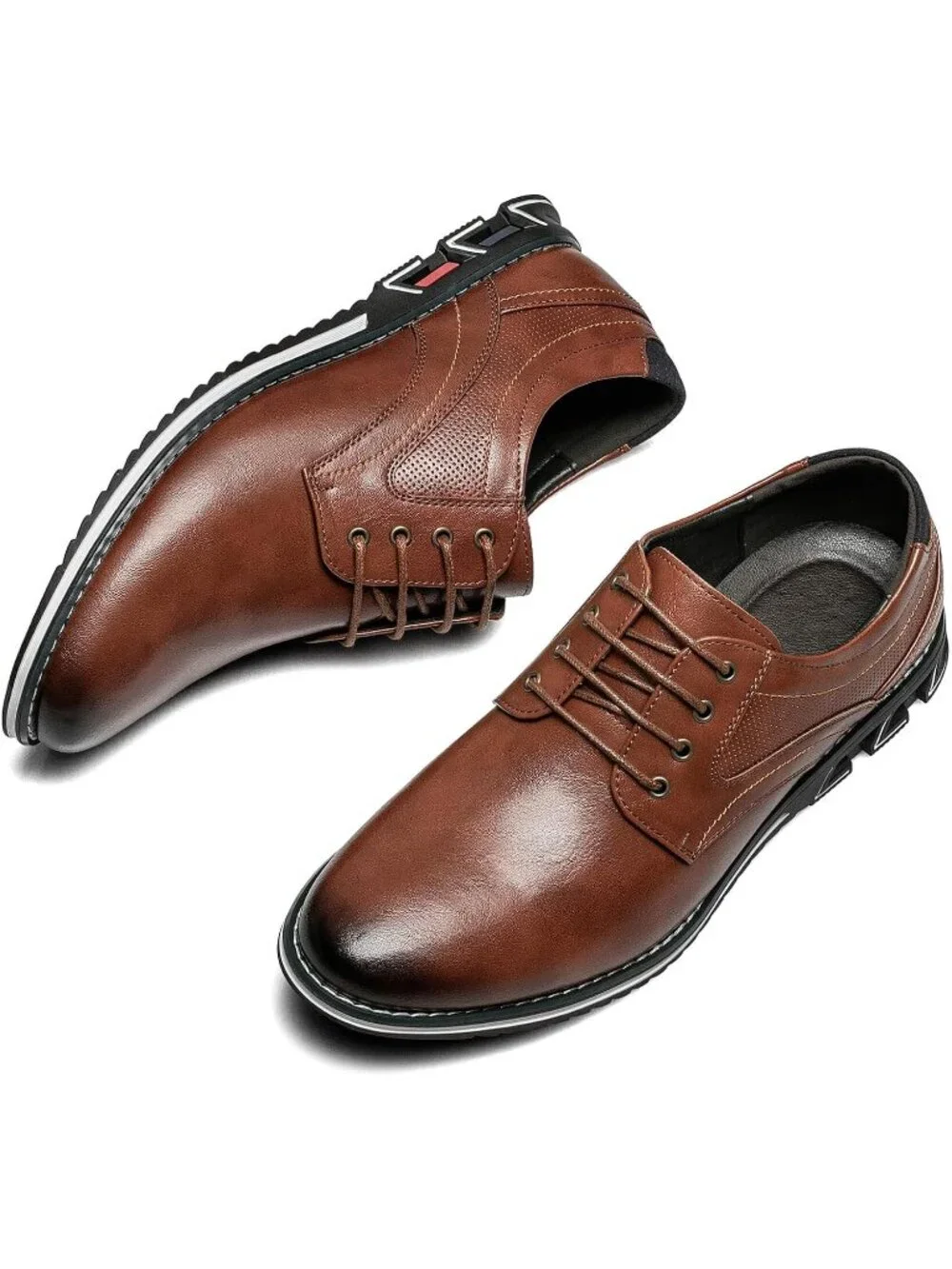 Men's Light Brown Superior Flexural Leather Business Oxford Derby Dress Shoes